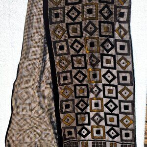 Nordstrom Geometric Pattern Scarf - Black and Gold